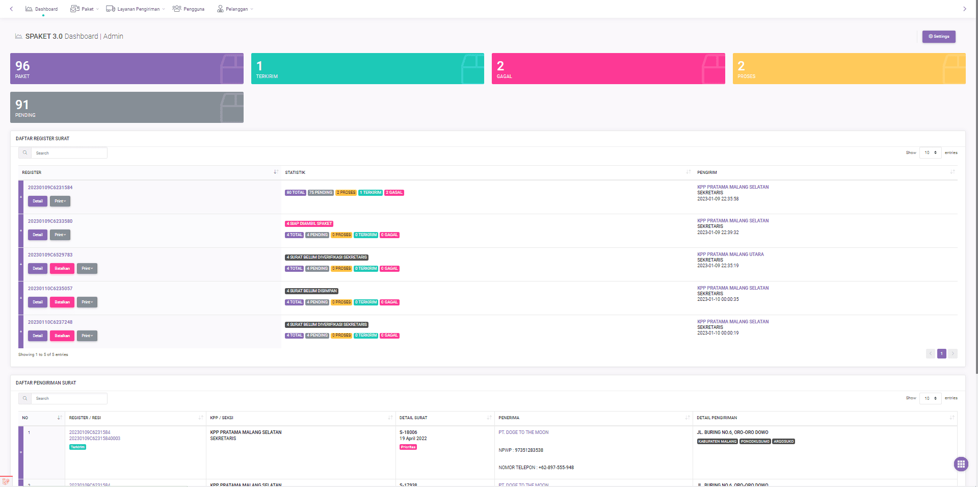 SPAKET — Official Letter Dispatch Management